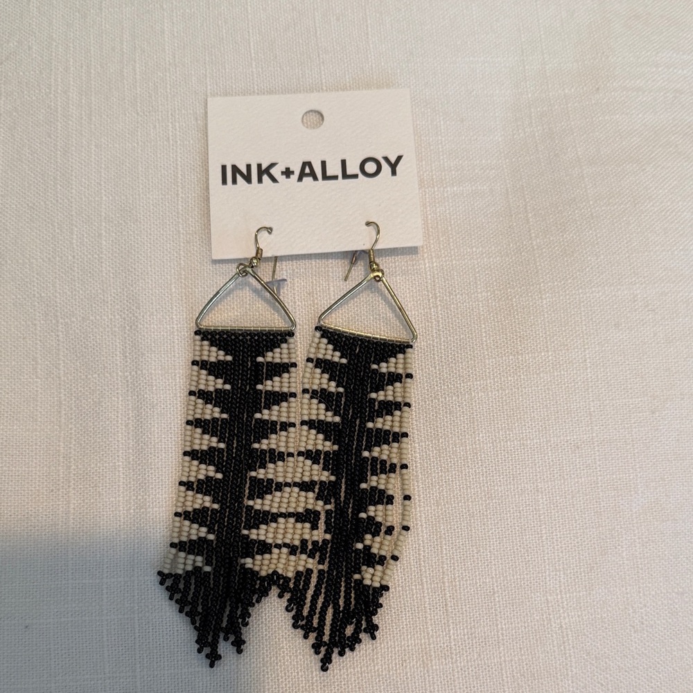 INK+ALLOY Black and White Beaded Earrings